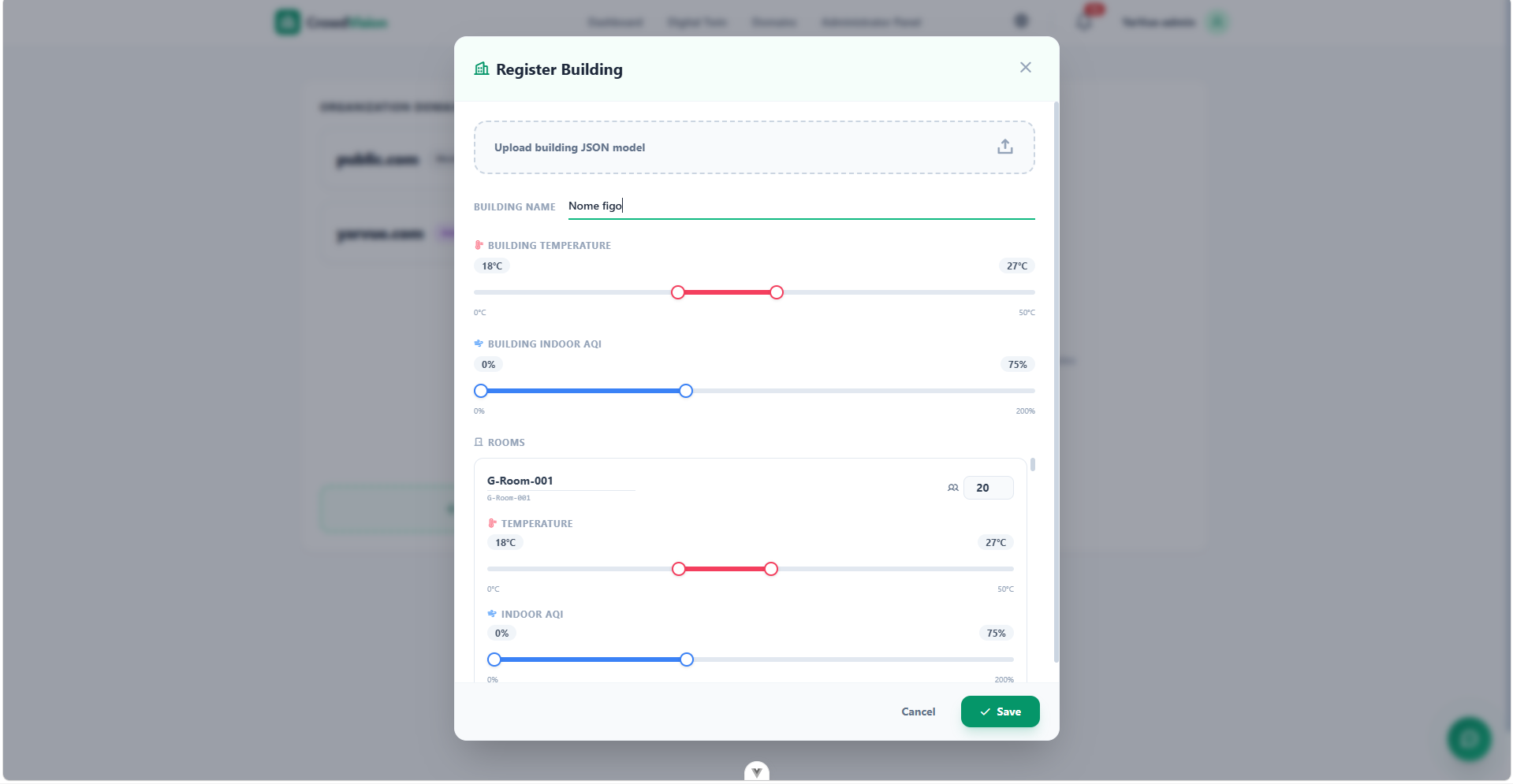 The Register Building modal