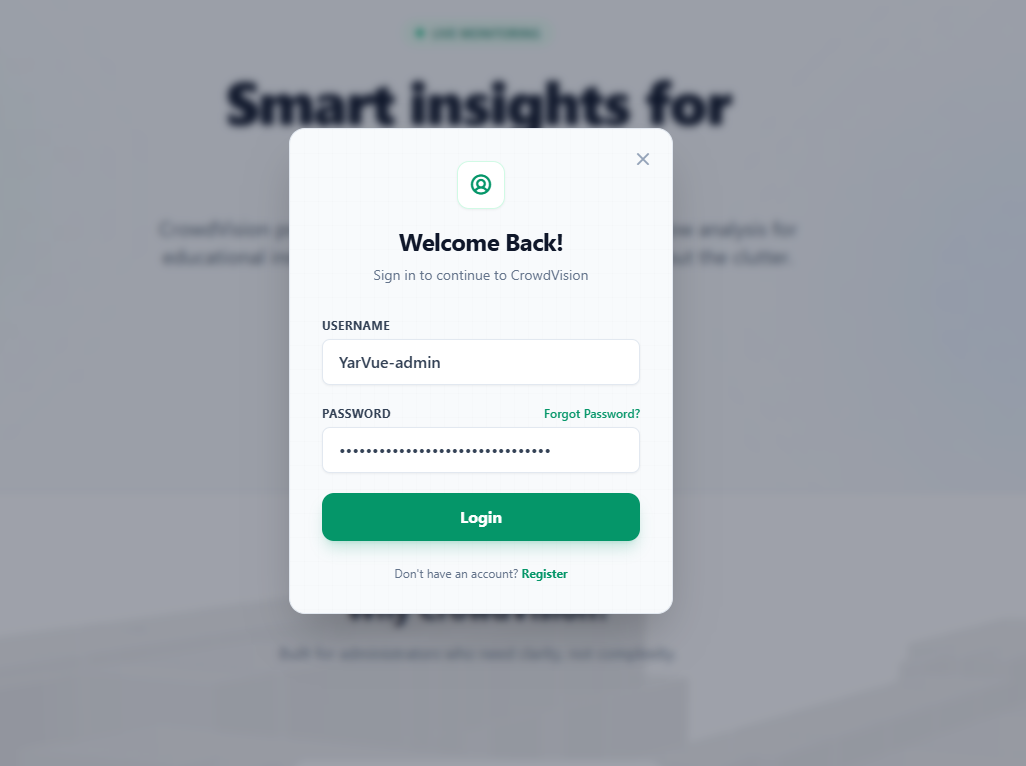 The login dialog