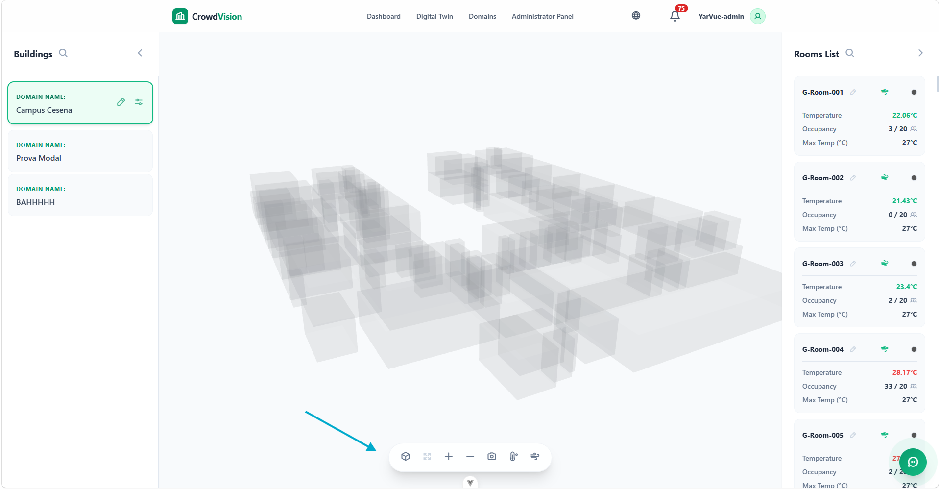 The 3D view control panel